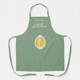 Sage Green & Lemon Script Kochen Küche Schürze