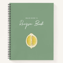 Sage Green & Lemon Script Kochkunst Rezept Notizblock