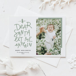 Sage Green Liear Santa Lass Me Erklären Baby Foto Feiertagskarte