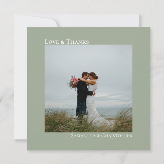 Sage Green Liebe & Danke Foto & Note Wedding (Vorderseite)