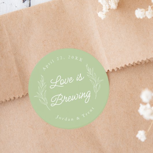 Sage Green Liebe ist Break Coffee Favor Sticker