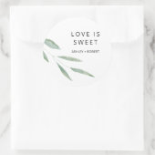 Sage Green Liebe ist Sweet Sticker, Gastgeschenk H Runder Aufkleber (Tasche)