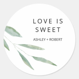 Sage Green Liebe ist Sweet Sticker, Gastgeschenk H Runder Aufkleber