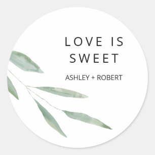 Sage Green Liebe ist Sweet Sticker, Gastgeschenk H Runder Aufkleber
