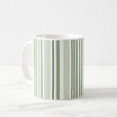 Sage Green (Light, Medium, Dark) and White Stripes Kaffeetasse (Vorderseite Links)