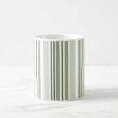 Sage Green (Light, Medium, Dark) and White Stripes Kaffeetasse (Mittel)