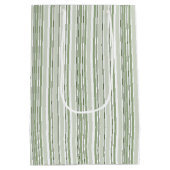 Sage Green (Light, Medium, Dark) and White Stripes Mittlere Geschenktüte (Rückseite)