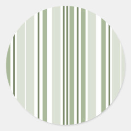 Sage Green (Light, Medium, Dark) and White Stripes Runder Aufkleber