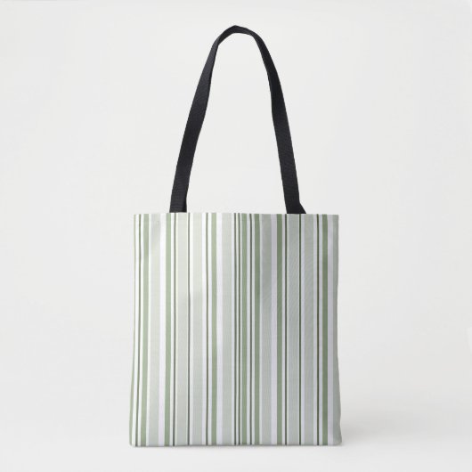 Sage Green (Light, Medium, Dark) and White Stripes Tasche (Vorderseite)