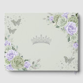Sage Green Lila Floral Butterfliegen QUINCEAÑERA Gästebuch (Rückseite)