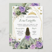 Sage Green Lila Lilac Bow Princess Quinceañera Einladung (Vorne/Hinten)