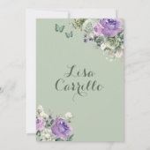 Sage Green Lila Lilac Princess Quinceañera Einladung (Rückseite)