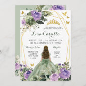 Sage Green Lila Lilac Princess Quinceañera Einladung (Vorne/Hinten)