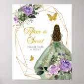 Sage Green Lila Quinceañera Fünfzehn ist süß Poster (Vorne)