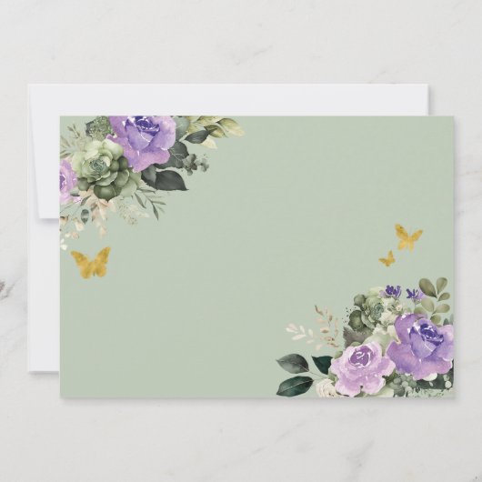 Sage Green Lila Quinceañera Save the Date Einladung (Rückseite)