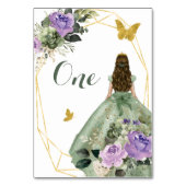Sage Green Lila Quinceñera Tischnummer (Rückseite)
