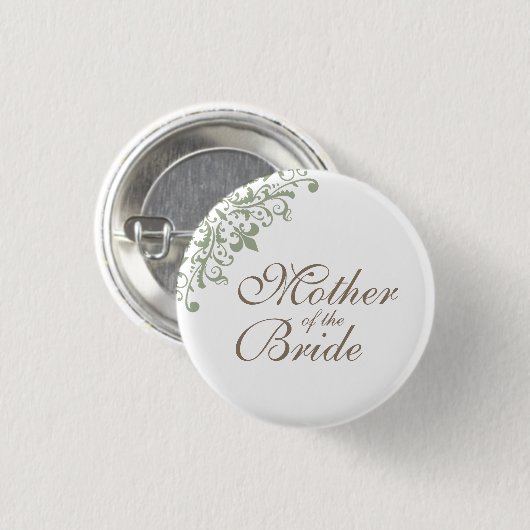 Sage Green Lilie Script Mother of the Bride Button (Vorne & Hinten)