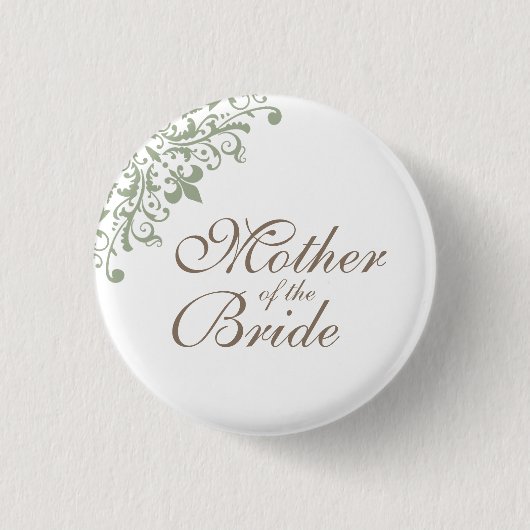 Sage Green Lilie Script Mother of the Bride Button (Vorderseite)