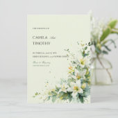 Sage Green Lily of the Valley Floral Wedding Einladung (Stehend Vorderseite)