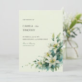Sage Green Lily of the Valley Floral Wedding Einladung (Stehend Vorderseite)