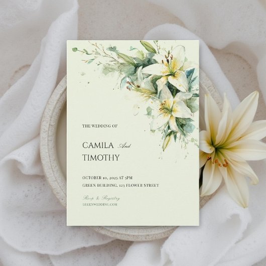 Sage Green Lily of the Valley Floral Wedding Einladung