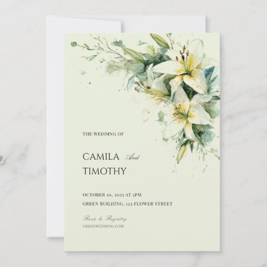 Sage Green Lily of the Valley Floral Wedding Einladung (Vorderseite)