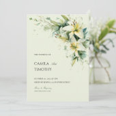 Sage Green Lily of the Valley Floral Wedding Einladung (Stehend Vorderseite)