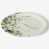 Sage Green Lily Valley Elegant Floral Wedding Pappteller (Schrägansicht)