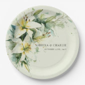 Sage Green Lily Valley Elegant Floral Wedding Pappteller (Vorderseite)
