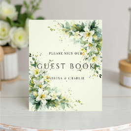 Sage Green Lily Valley Wedding Guest Book Sign Fotodruck
