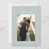 Sage Green Line Art Leaf Monogram Wedding Dankeskarte (Vorderseite)