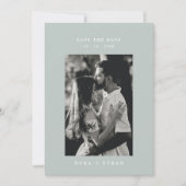 Sage Green Line Art Leaf Monogram Wedding Save The Date (Vorderseite)