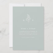Sage Green Line Art Leaf Monogram Wedding Save The Date (Rückseite)