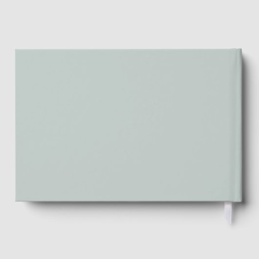 Sage Green Line Art Leaf Monogram Wedelfoil Gästebuch (Rückseite)