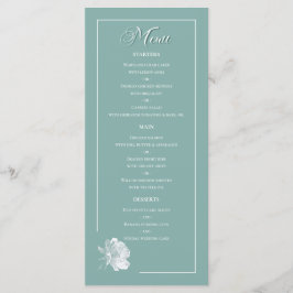 Sage Green Line Art Rose Dinner Dishes Wedding Menükarte