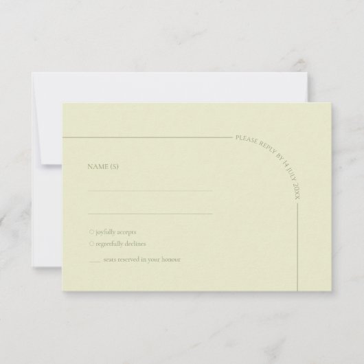 Sage Green & Linen Arch Minimalist Meal Choice  RSVP Karte (Vorderseite)