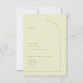 Sage Green & Linen Arch Minimalist Meal Choice  RSVP Karte