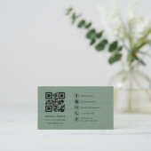 Sage Green Linen Company Logo QR Code  Visitenkarte (Stehend Vorderseite)