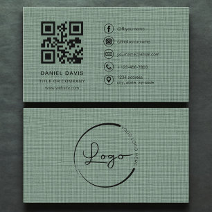 Sage Green Linen Company Logo QR-Code Visitenkarte