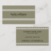 Sage Green Linen Textur & White Lace Visitenkarte (Vorne/Hinten)
