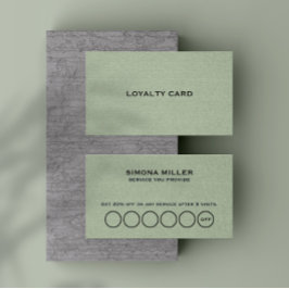 Sage Green Linen Texture Loyalty Card Visitenkarte