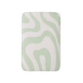 Sage Green Liquid Swirl Groovy Streifen Y2K Muster Badematte (Vorderseite Vertikal)