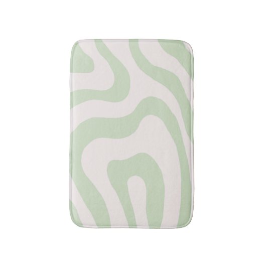 Sage Green Liquid Swirl Groovy Streifen Y2K Muster Badematte (Vorderseite Vertikal)