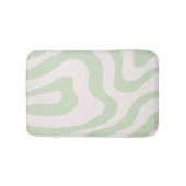 Sage Green Liquid Swirl Groovy Streifen Y2K Muster Badematte (Vorderseite)
