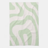 Sage Green Liquid Swirl Groovy Streifen Y2K Muster Geschirrtuch (Vertikal)