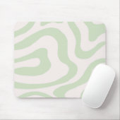 Sage Green Liquid Swirl Groovy Streifen Y2K Muster Mousepad (Mit Mouse)