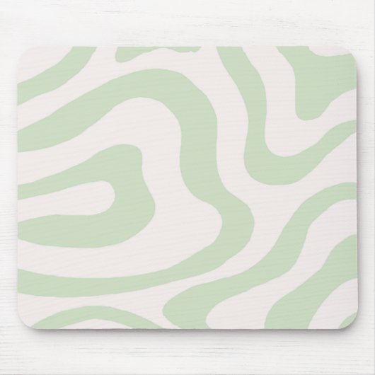 Sage Green Liquid Swirl Groovy Streifen Y2K Muster Mousepad (Vorne)