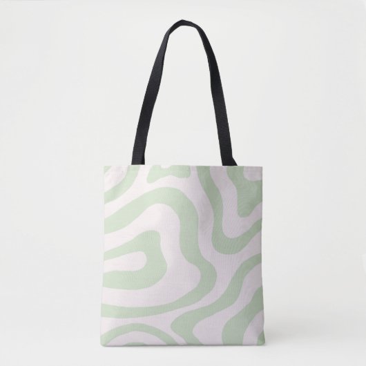 Sage Green Liquid Swirl Groovy Streifen Y2K Muster Tasche (Vorderseite)