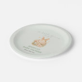 Sage Green Little Bunny Neutral Baby Shower     Pappteller (Schrägansicht)