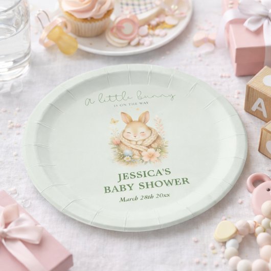 Sage Green Little Bunny Neutral Baby Shower     Pappteller